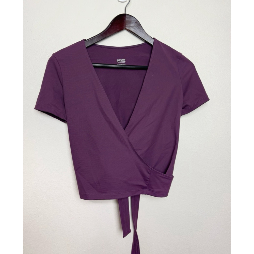 Victoria’s Secret Pink Purple Plum Ultimate Wrap Top XS Gym Athleisure Work Out